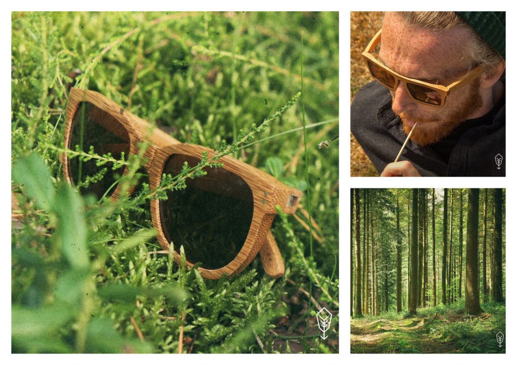 Drewniane okulary Robin Wood na trawie